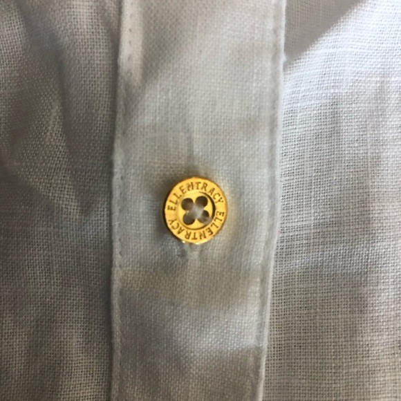 New ellen Tracy white linen button down shirt size small short sleeve blouse - Picture 4 of 9